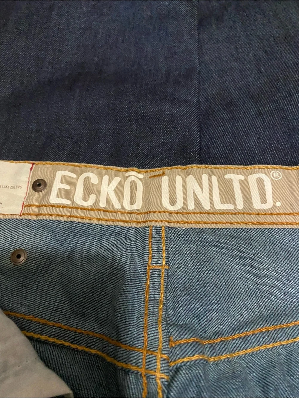 Vintage Ecko Unlimited Gold Script Embroidery Relaxed Fit Jeans Y2K Streetwear